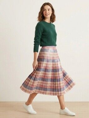 J. Crew shimmering madras plaid pleated midi skirt 4